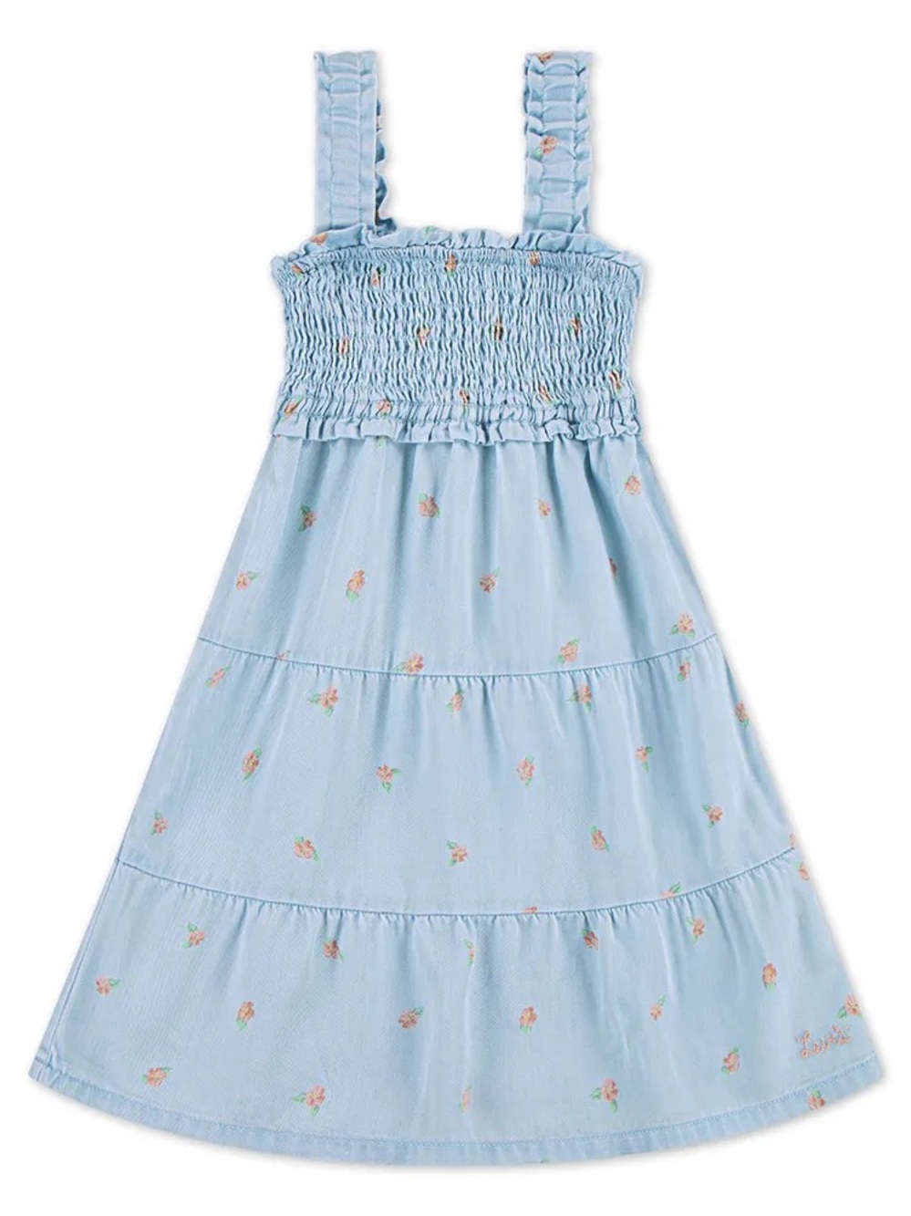 Levi's Light Blue Smocked Floral Tiered Sundress for Girls can fits 6/8 years
